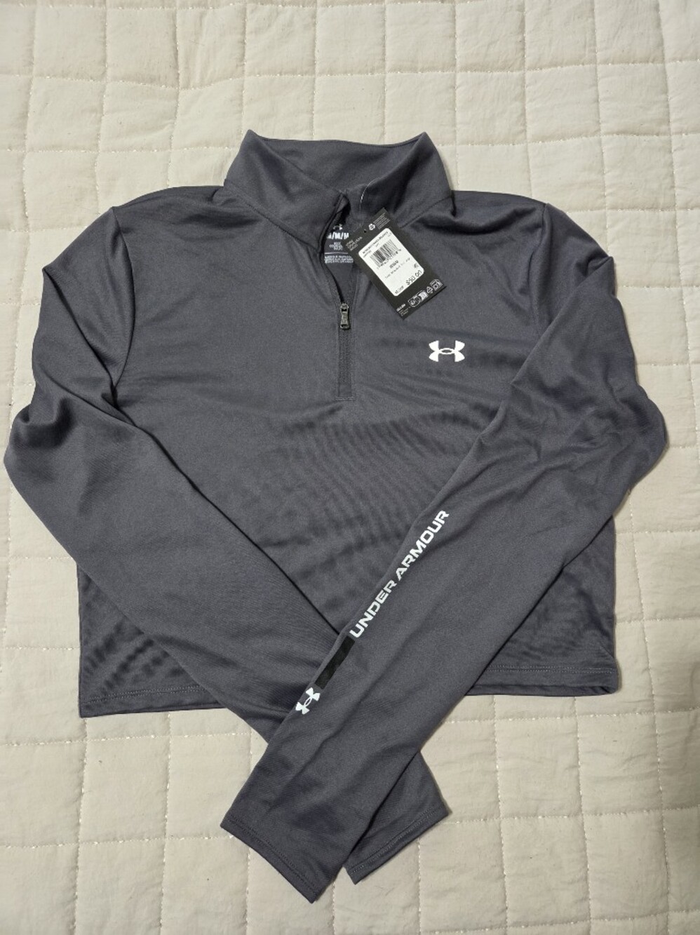 Under Armour Charcoal Gray Women's Quarter-Zip Crop Top